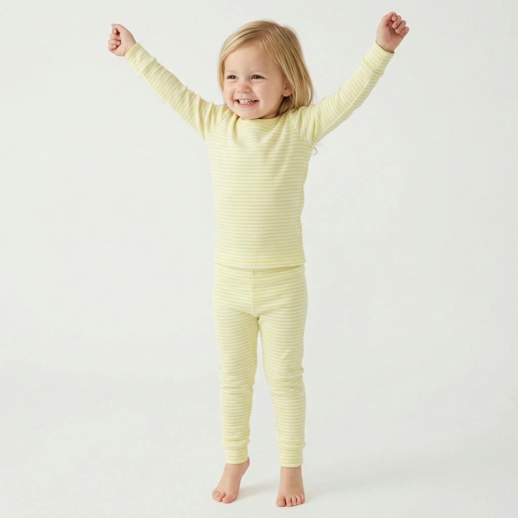 Lemon Stripe Long Sleeve & Pants Kids Pajamas