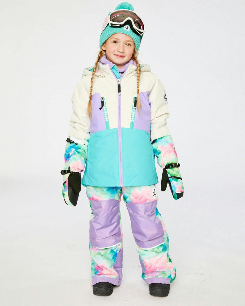 Two Piece Teknik Snowsuit Multicolored With A Diamond Pattern