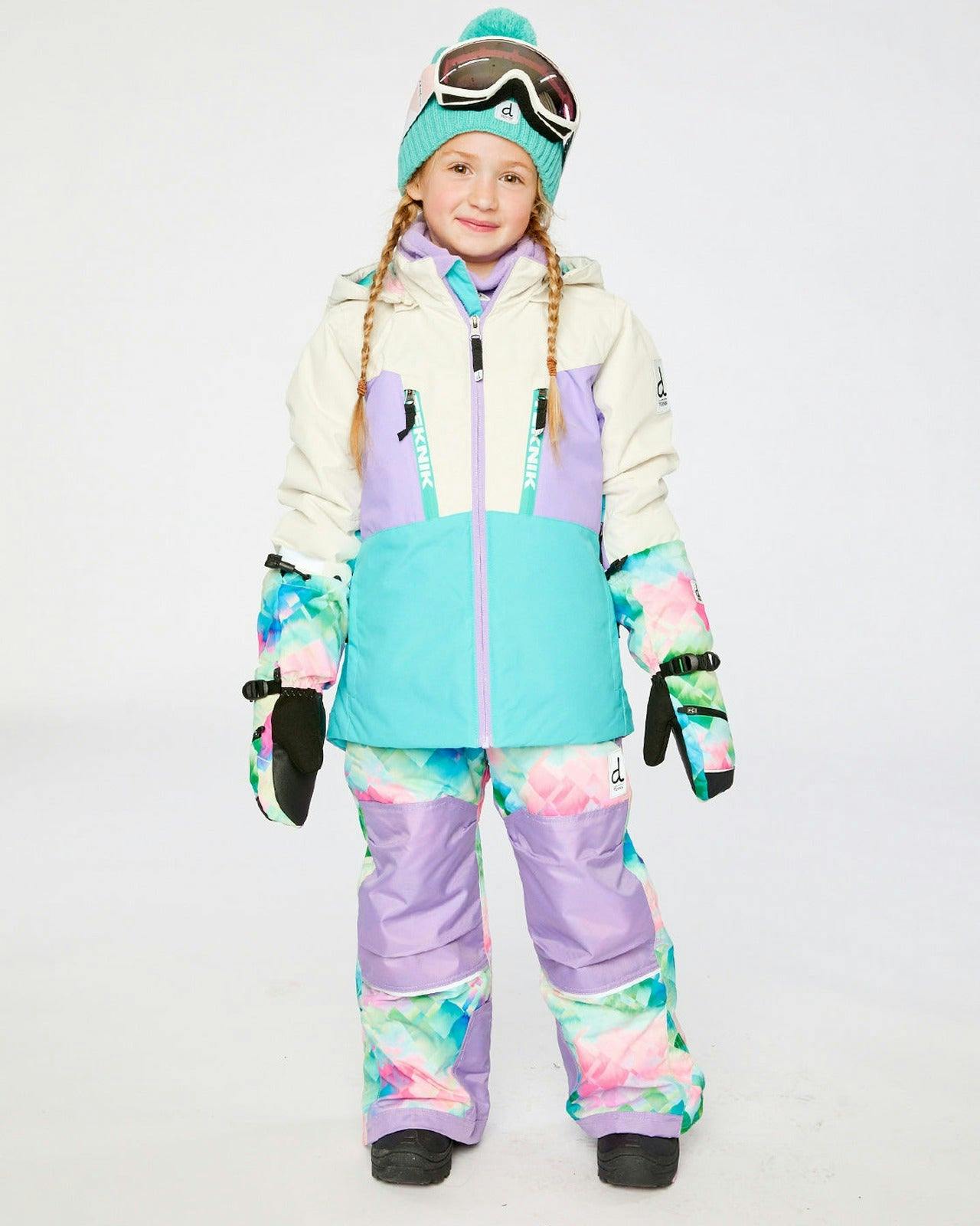 Two Piece Teknik Snowsuit Multicolored With A Diamond Pattern