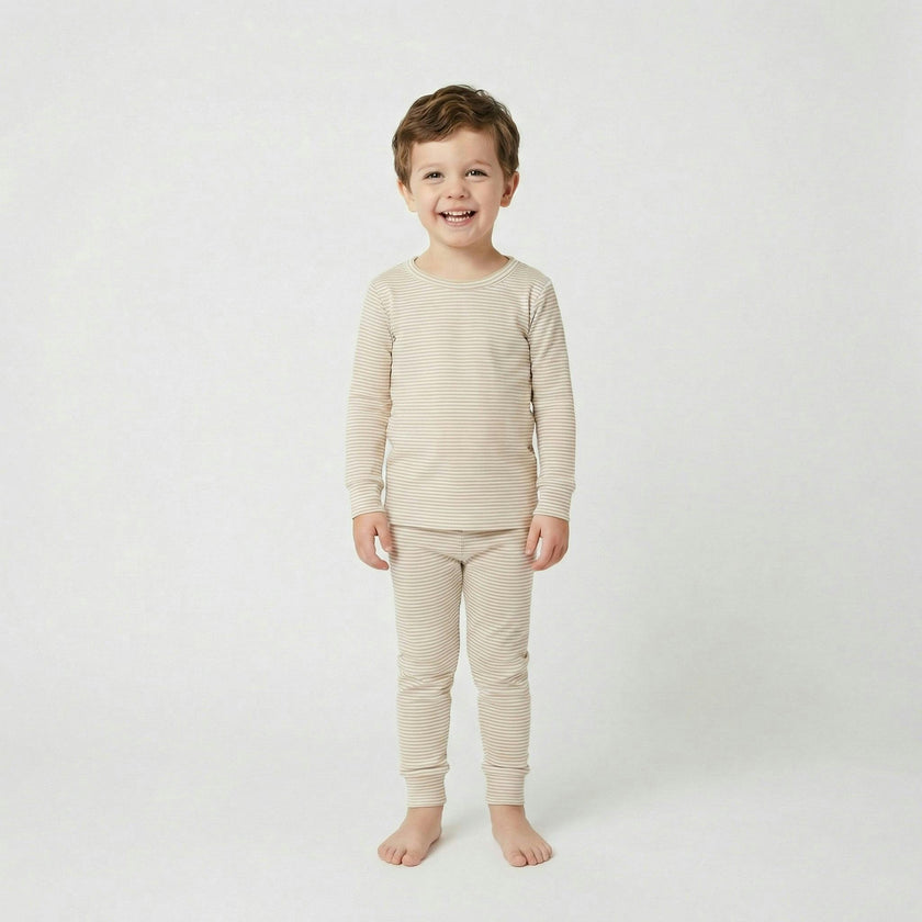 Oatmeal Stripe Bamboo Kids Pajama Set