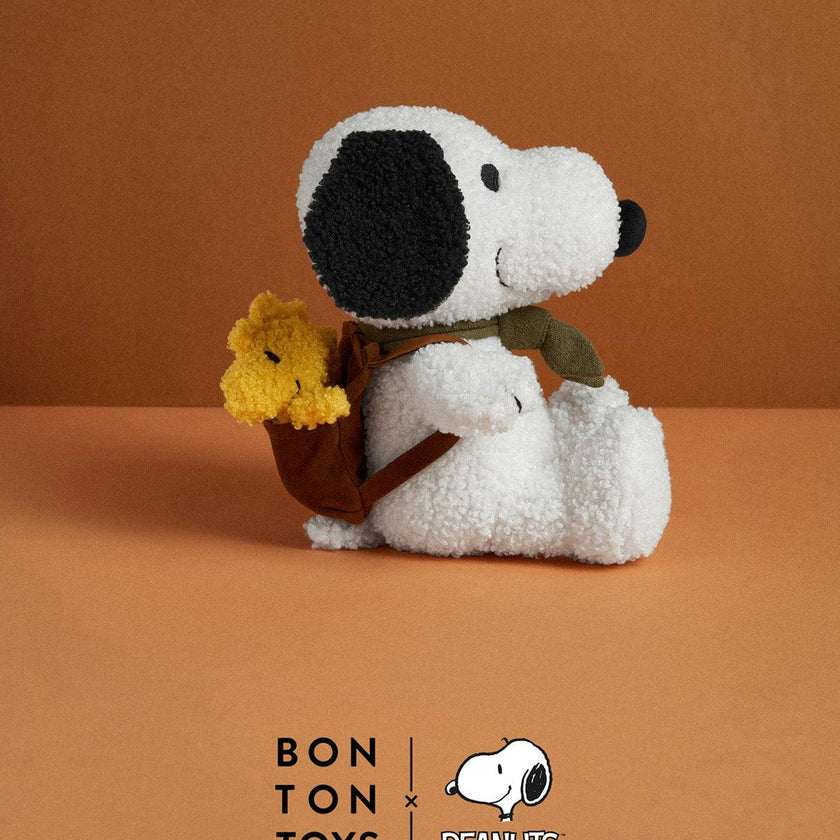 Plush Peanuts Snoopy With Woodstock In Backpack 8"