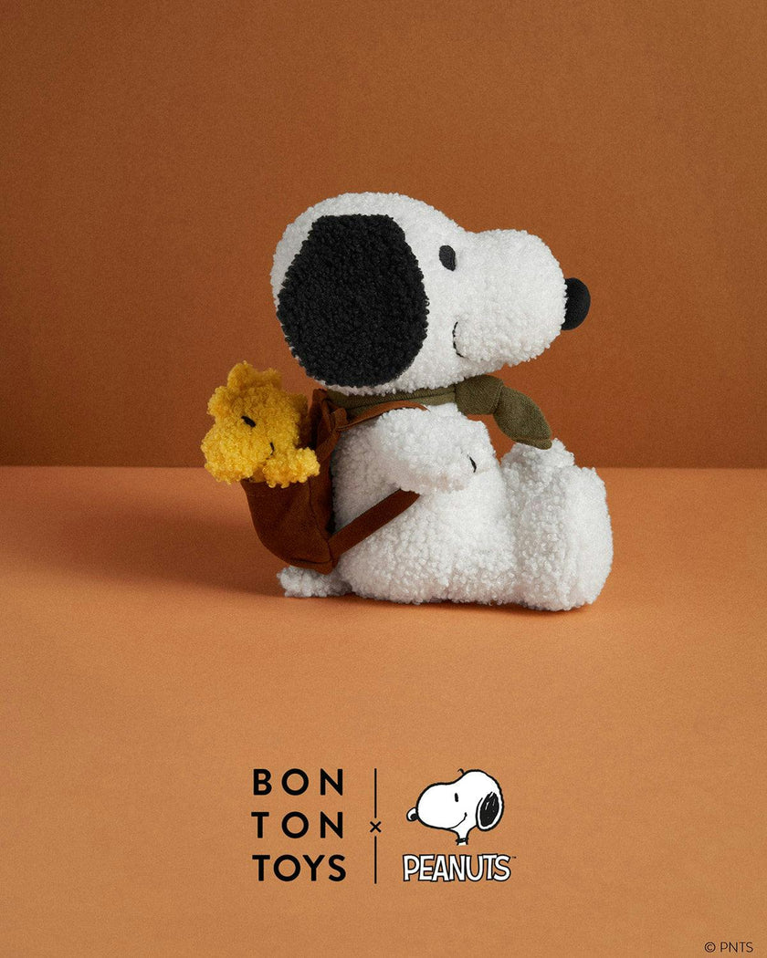 Plush Peanuts Snoopy With Woodstock In Backpack 8"