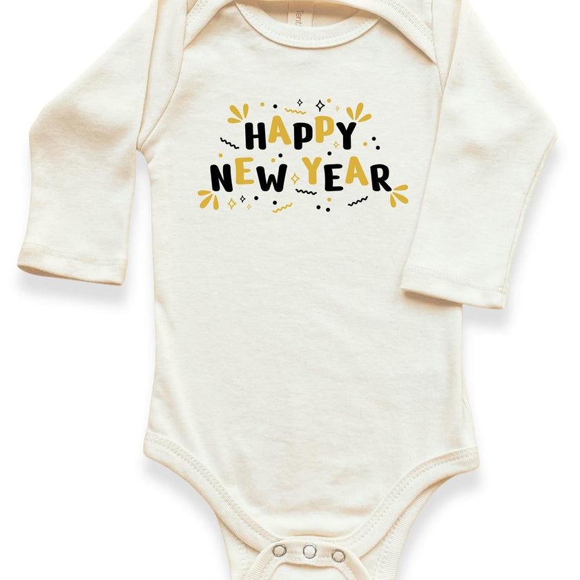 Happy New Year Organic Baby Bodysuit Long Sleeve
