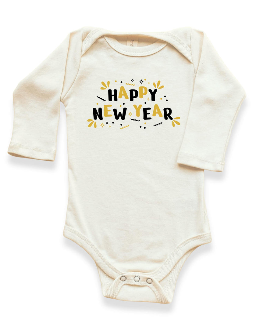 Happy New Year Organic Baby Bodysuit Long Sleeve