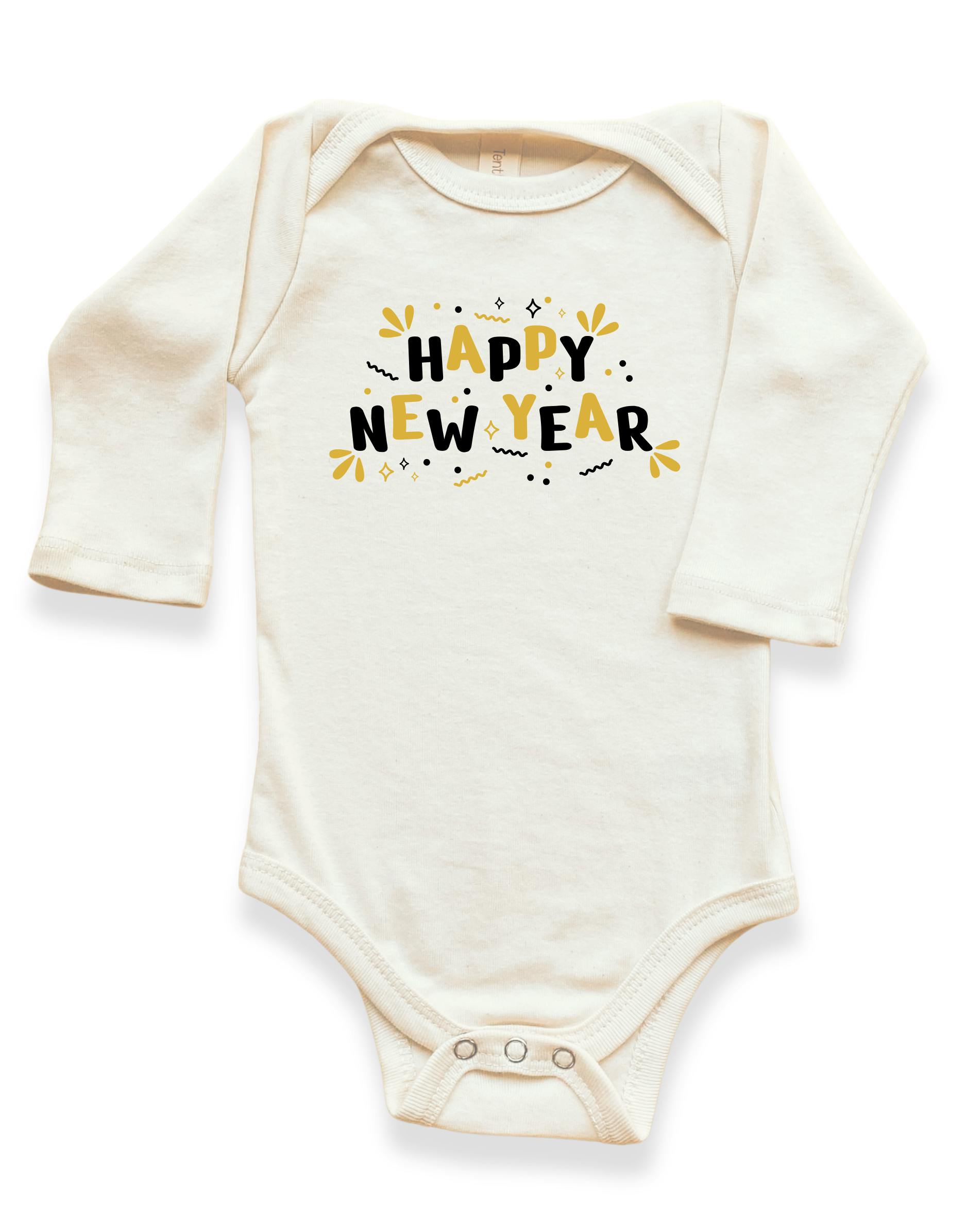 Happy New Year Organic Baby Bodysuit Long Sleeve