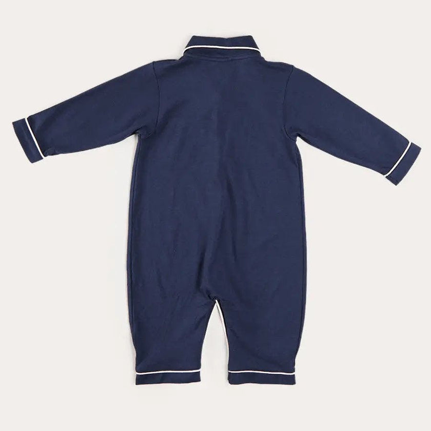 Rocking Horse Embroidered Pima Cotton All In One Pyjamas in Navy (6mths-3yrs)