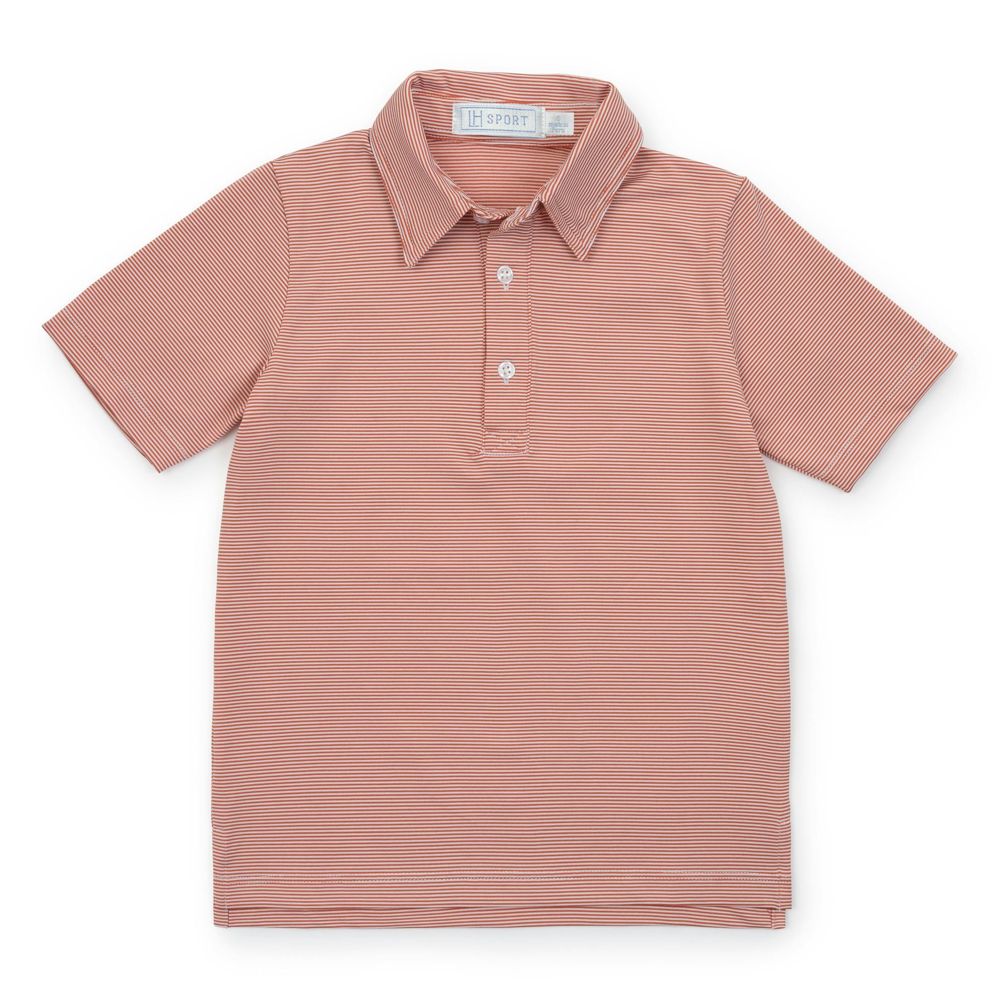 Will Boys' Performance Polo by LH Sport Orange Stripes