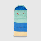 Sleep-N-Pack™ – Big Kid Size | Color Block Camp Collection: Blue Smile Face