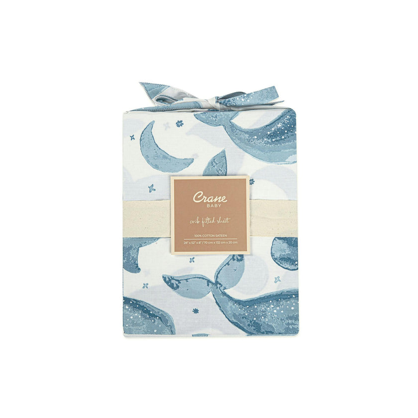 Caspian Whale Cotton Fitted Crib Sheet
