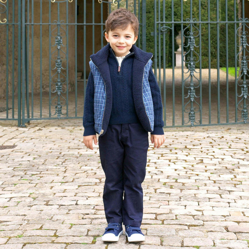 Navy Shearling Vest
