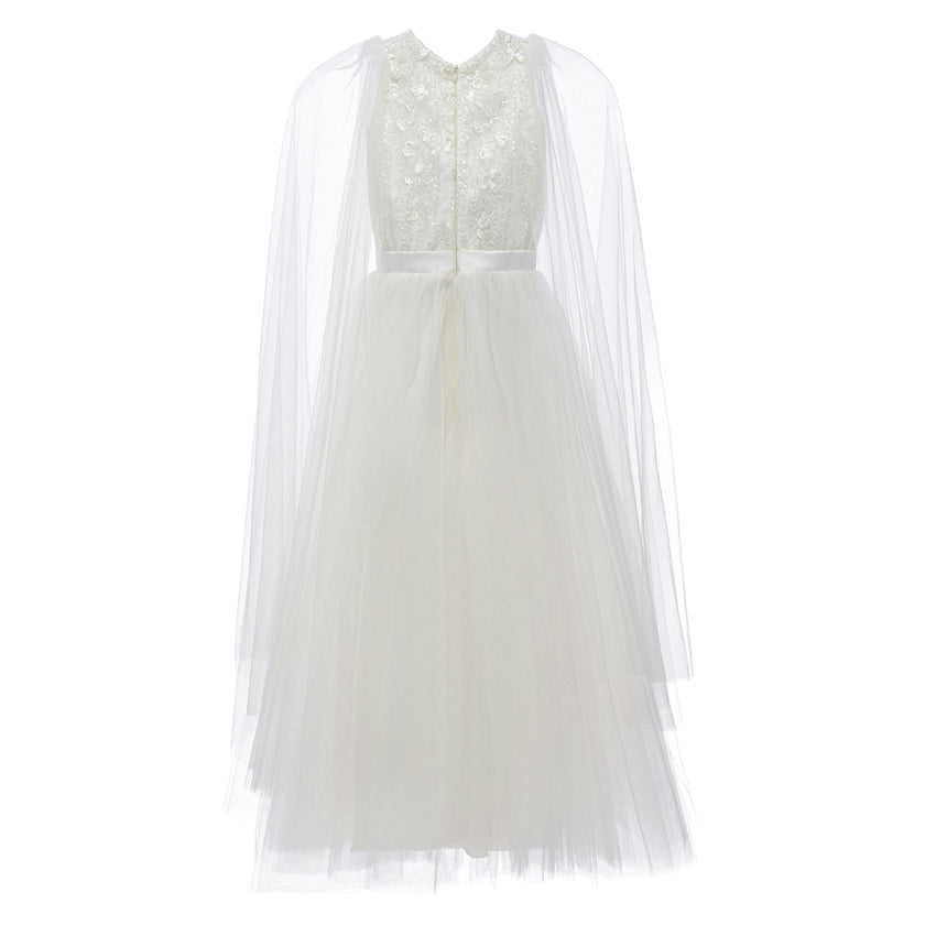 White Thalia Tulle Capelet Dress