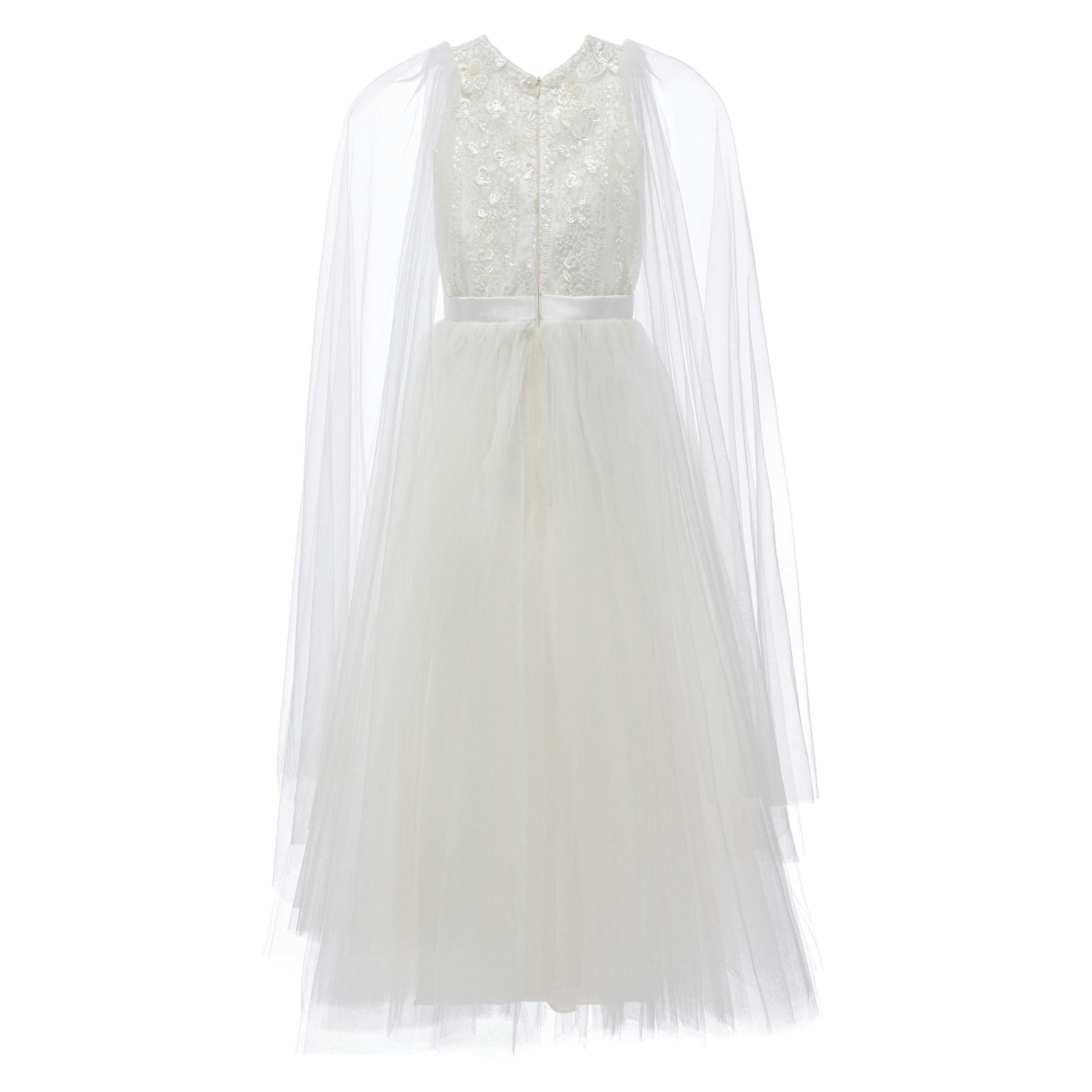 White Thalia Tulle Capelet Dress