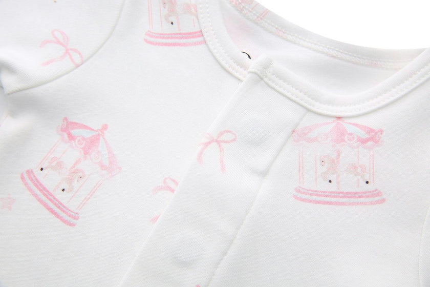 Organic Cotton Magnetic Footie Pajama - Carousel