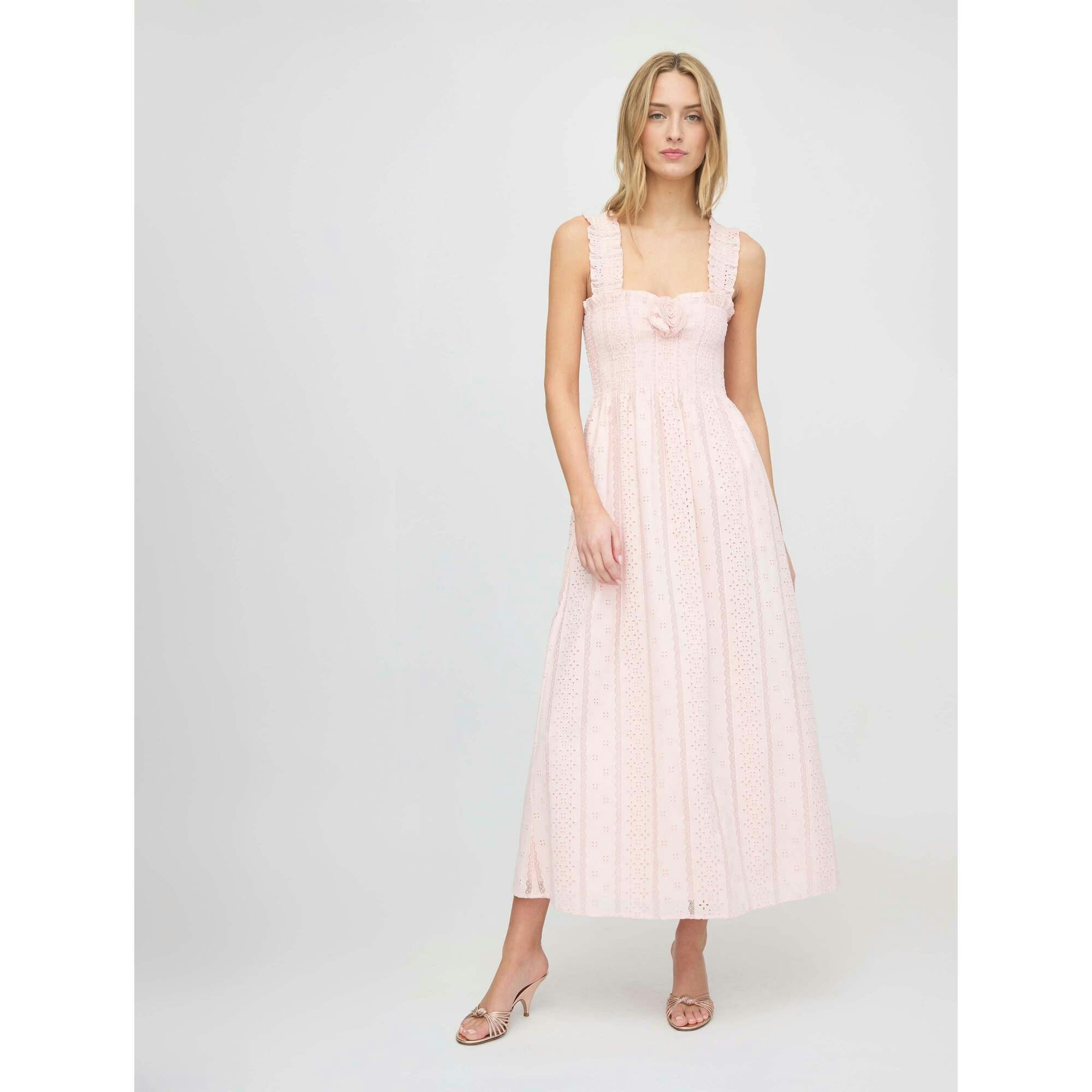 The Rosetta Nap Dress - Pink Broderie Voile