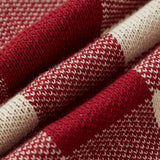 Red Gingham Knit Long Stocking Cap