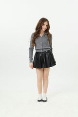 Jane Black Vegan Leather Pleated Skort
