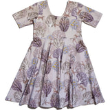 Reese Print Round Neck Elbow Sleeve Twirl Dress