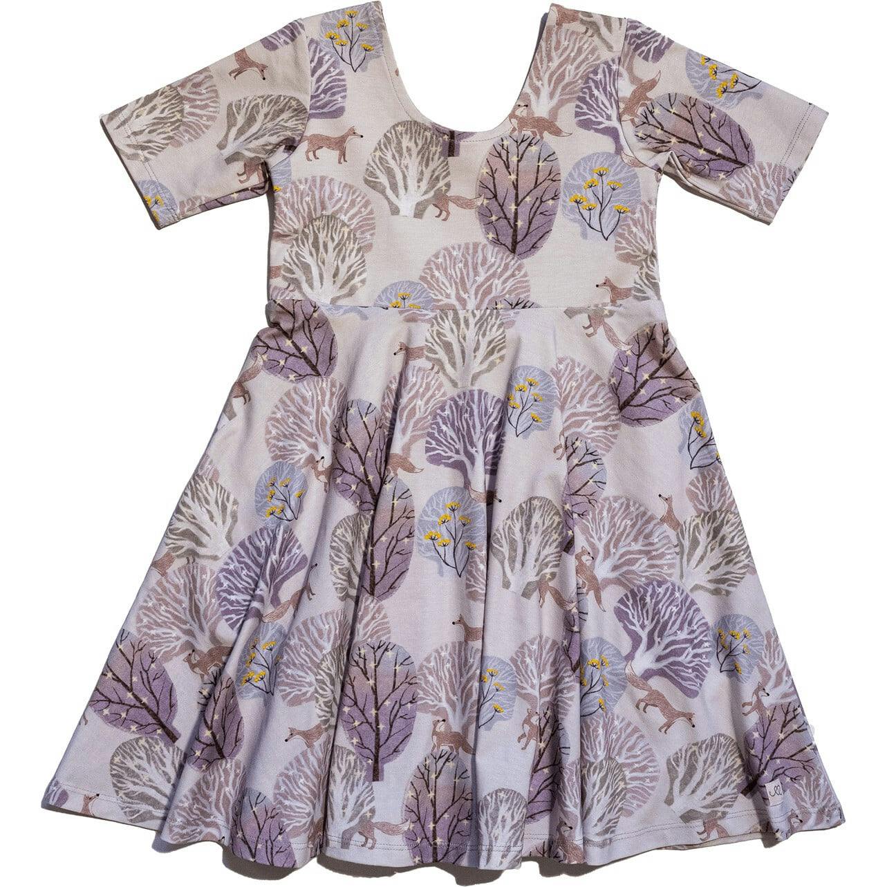 Reese Print Round Neck Elbow Sleeve Twirl Dress