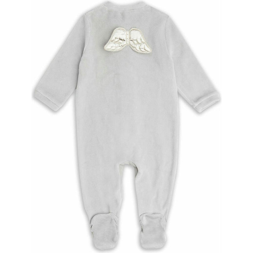 Velour Angel Wing™ Sleepsuit - White