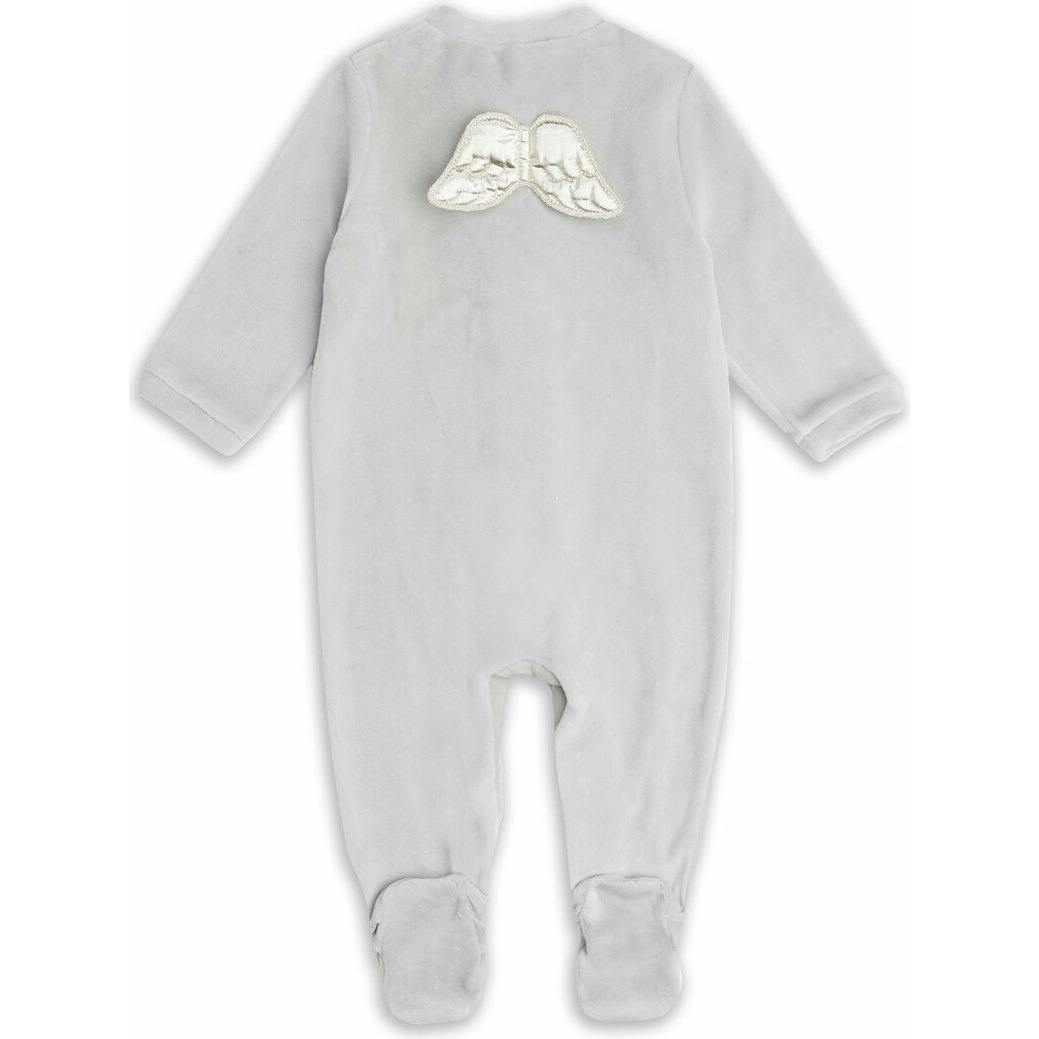 Velour Angel Wing™ Sleepsuit - Silver & Grey