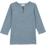 Soft Ribbed 3-Quarter Sleeve Zipped Henley Shirt