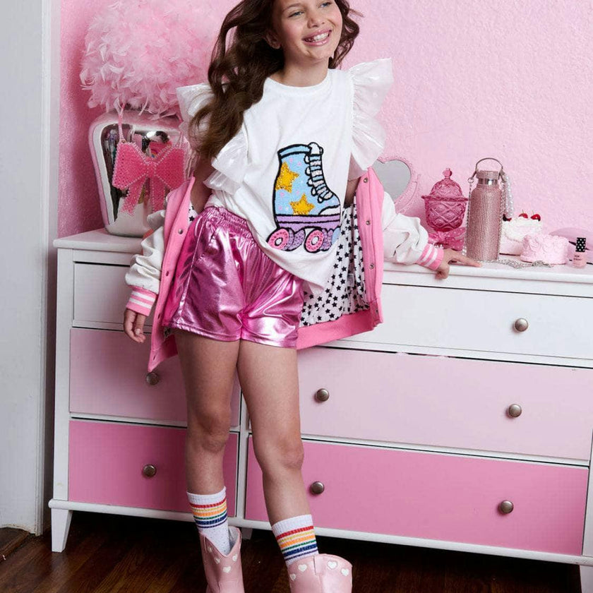 Roller Sequins Ruffle Sleeve T-Shirt