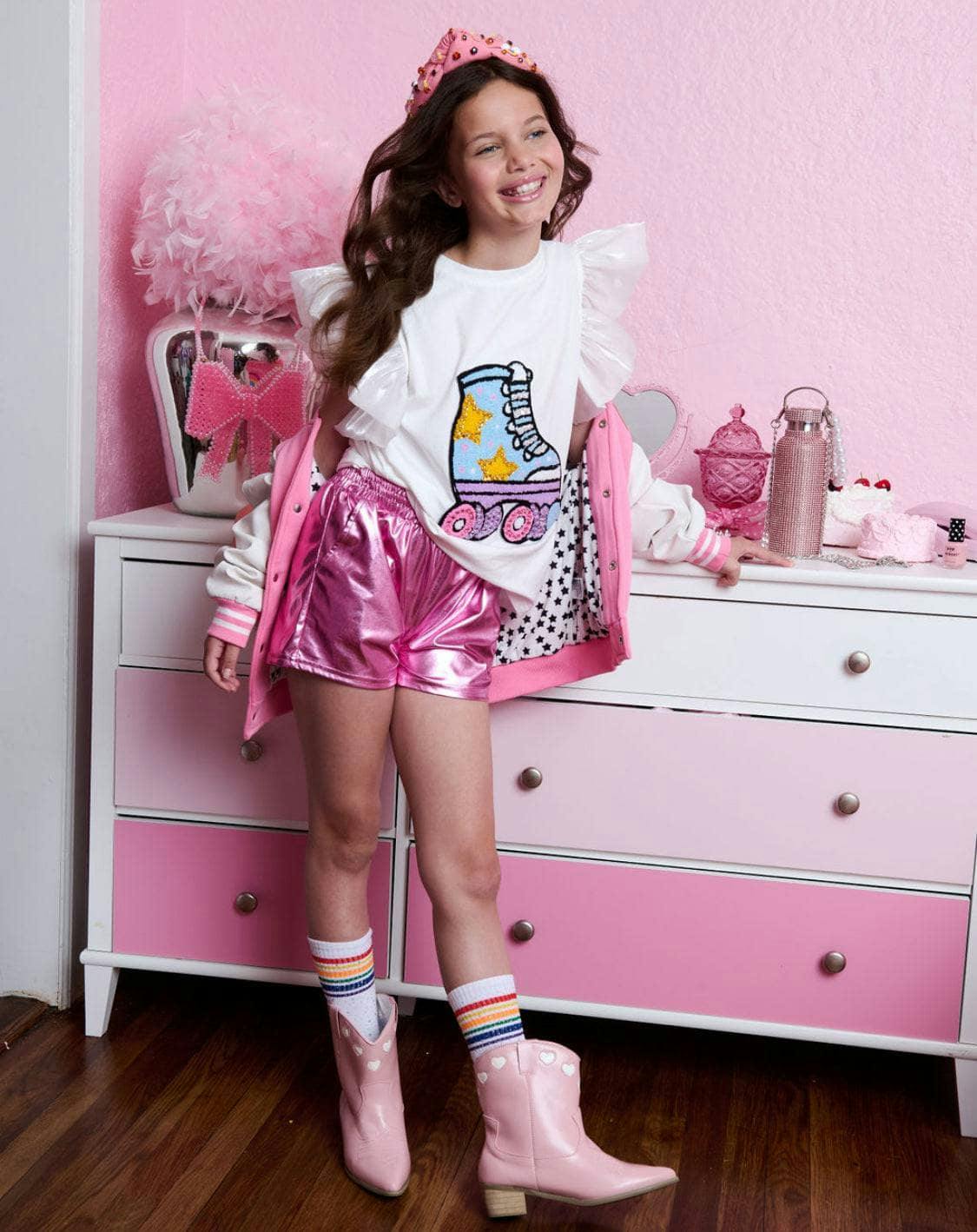 Roller Sequins Ruffle Sleeve T-Shirt