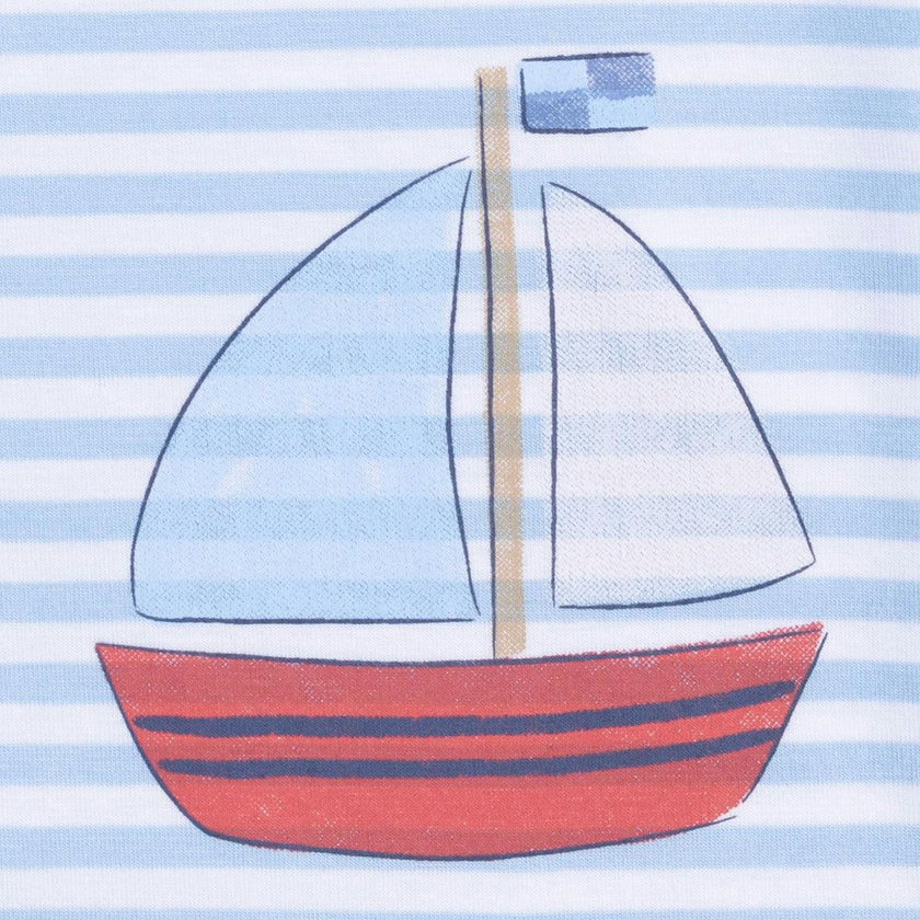 Bubbly Sailboat Stripe - Crew Neck Tee with Cargo Short