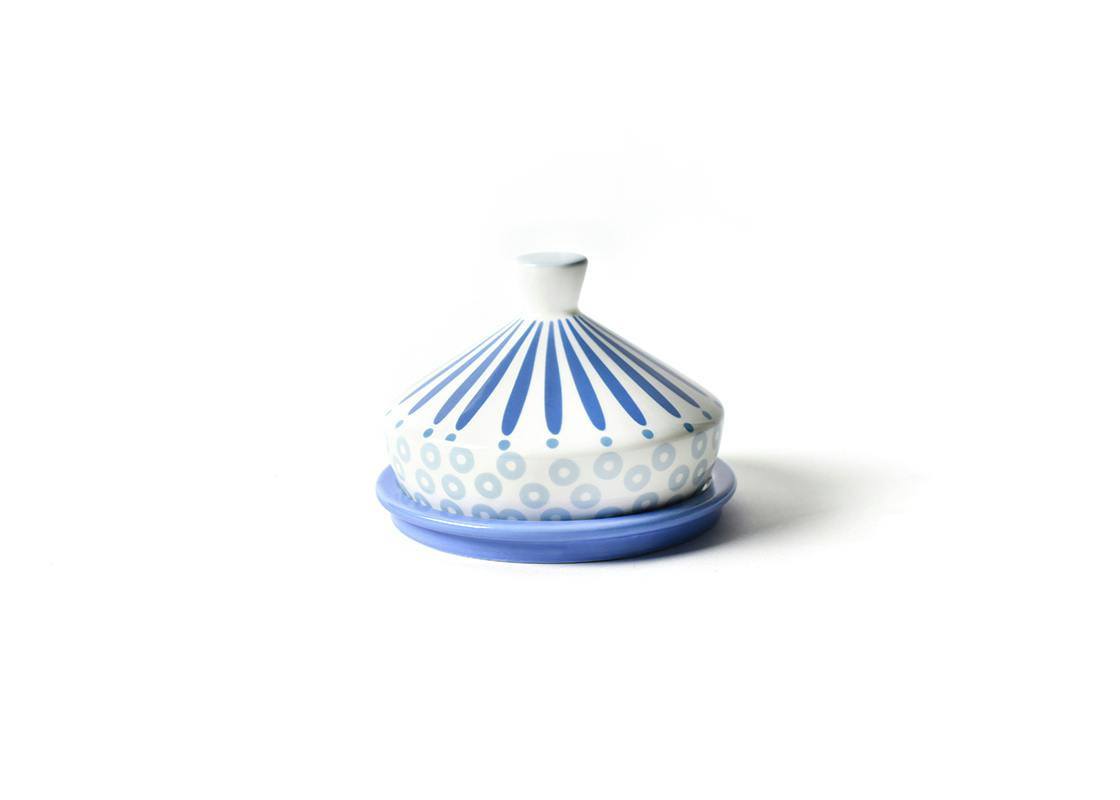 Iris Blue Burst Round Butter Dish
