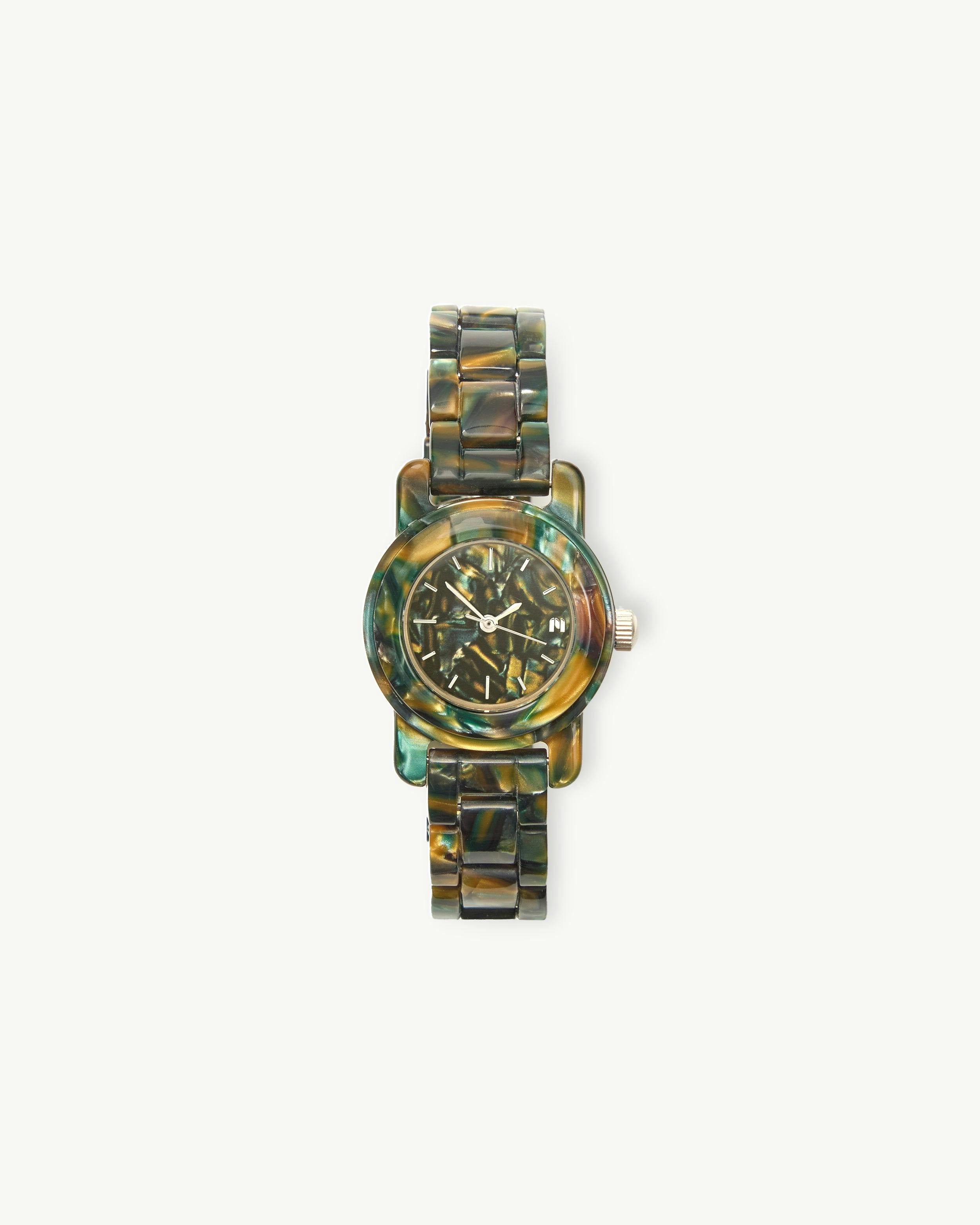 Mini Mono Watch in Green Tortoise