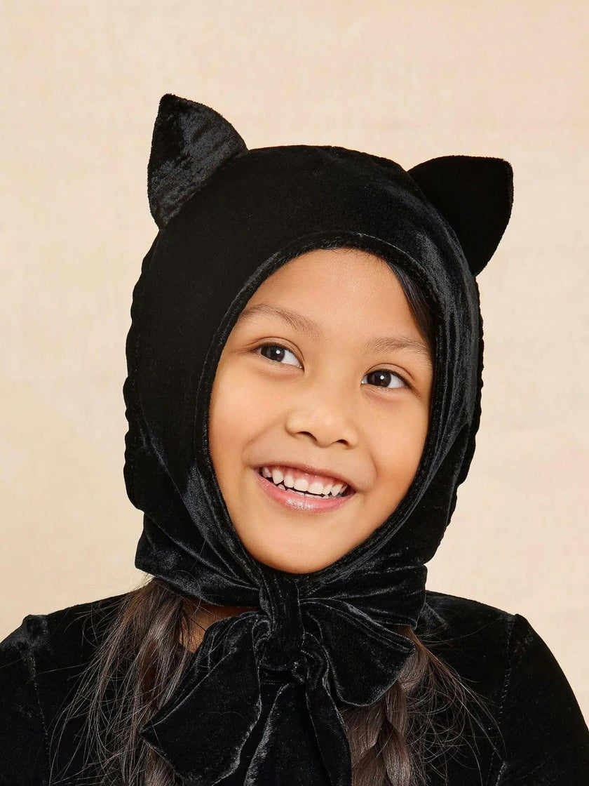 Vintage Cat Velour Bonnet & Tail For Girls