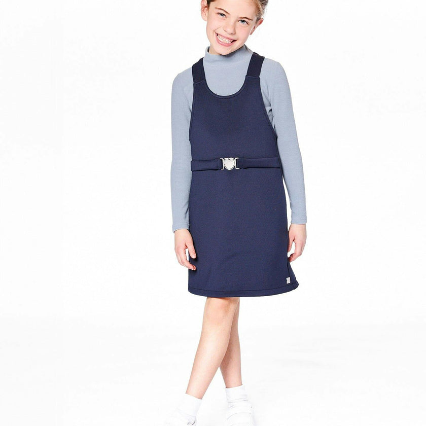 Milano Jumper Dress Navy Blue with Buckle Detail