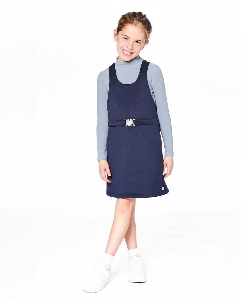 Milano Jumper Dress Navy Blue with Buckle Detail