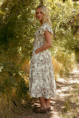 Zaza Midi Dress in Brown Toile