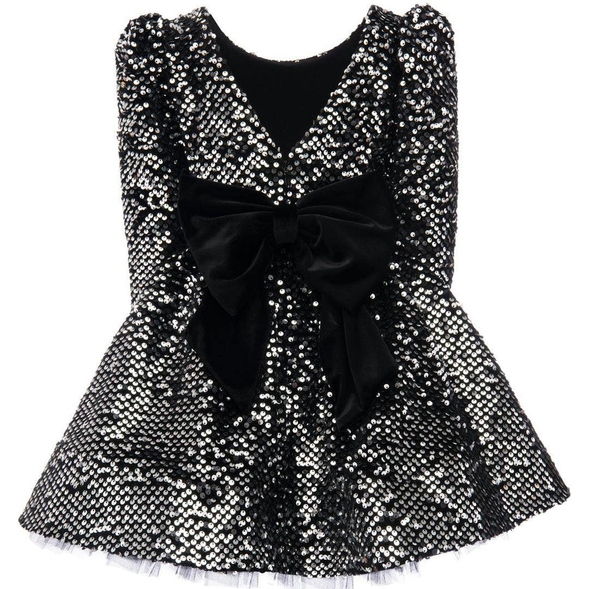 Black Merribrook Sequin Bow Dress