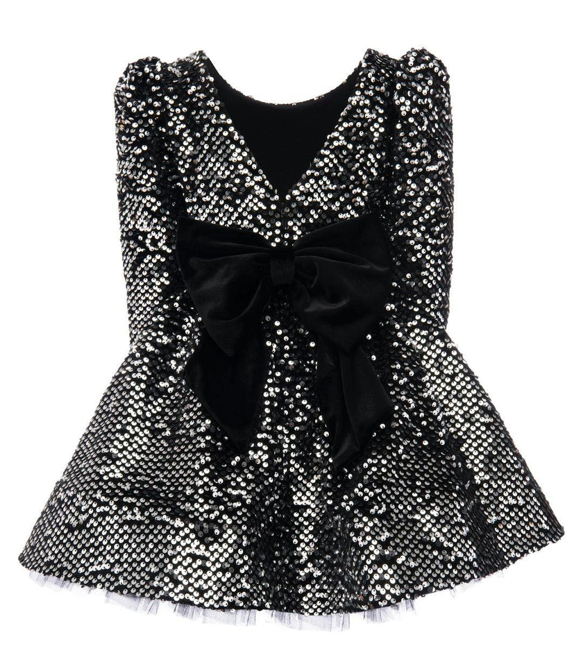Black Merribrook Sequin Bow Dress