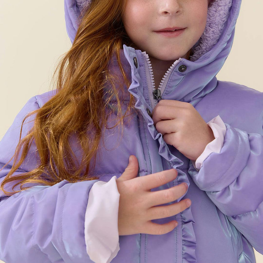Girls Ruffle Pete Puffer - Lavender