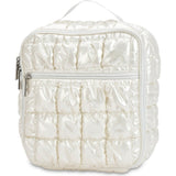 Pearl White Shiny Puffer Lunch Tote