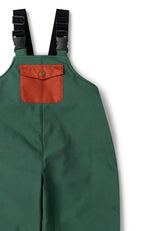 Olive Recycled Lined Waterproof Dungarees, Green