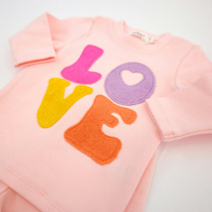 Cotton Candy LOVE Terry Applique Two Piece Set