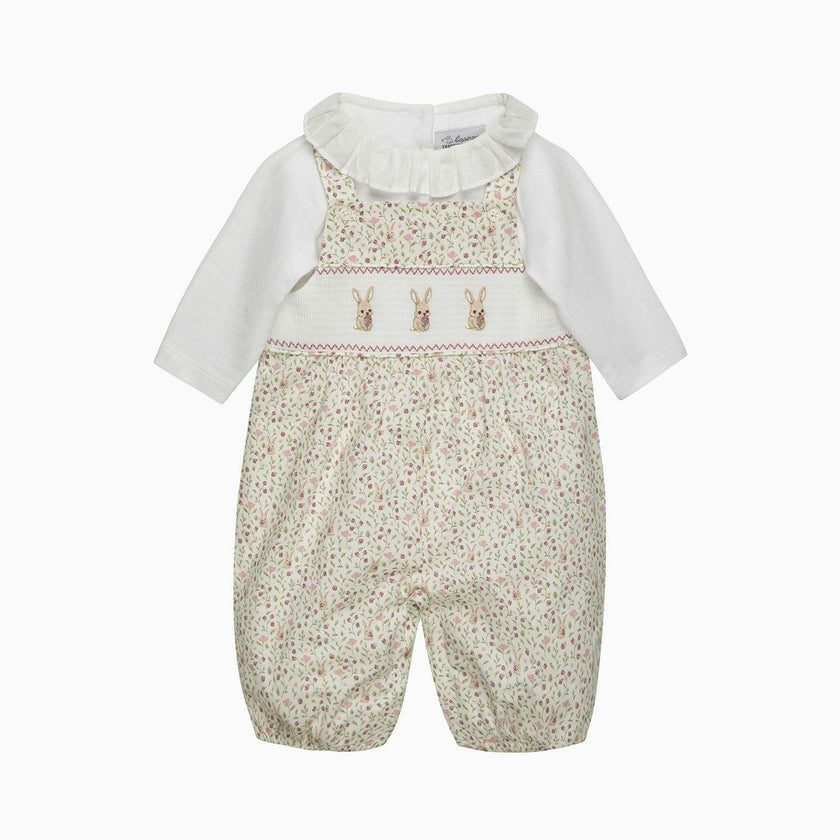 Baby Smocked Overalls Set in Bunny