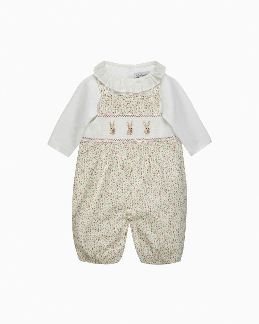Baby Smocked Overalls Set in Bunny