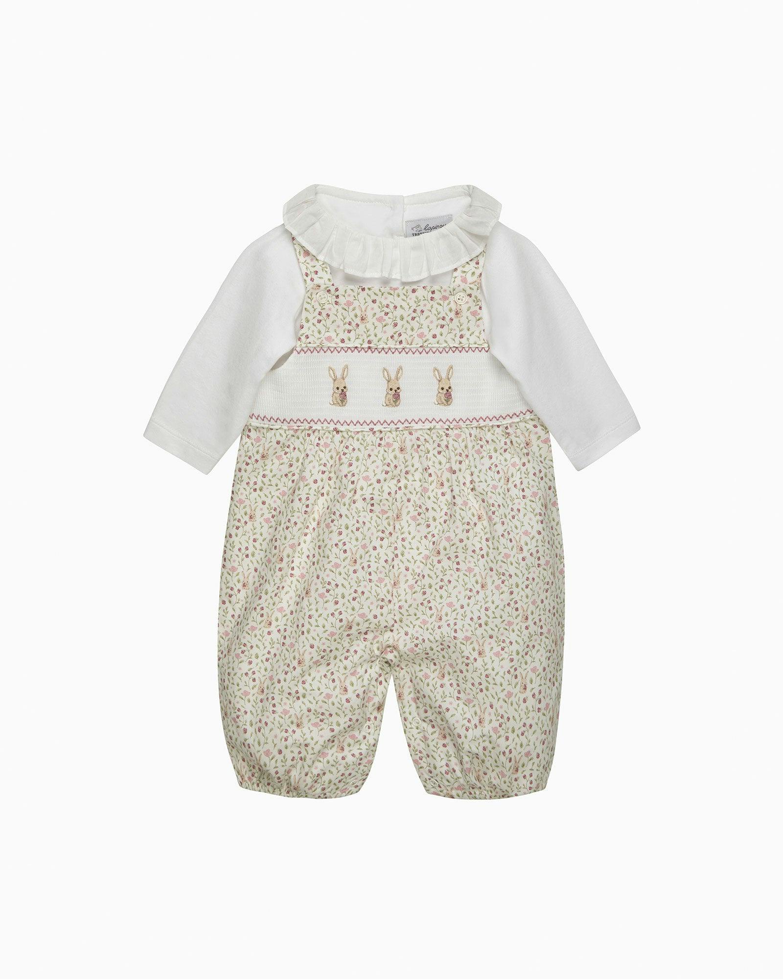 Baby Smocked Overalls Set in Bunny