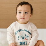 Crawl, Walk, Ski Long Sleeve Romper