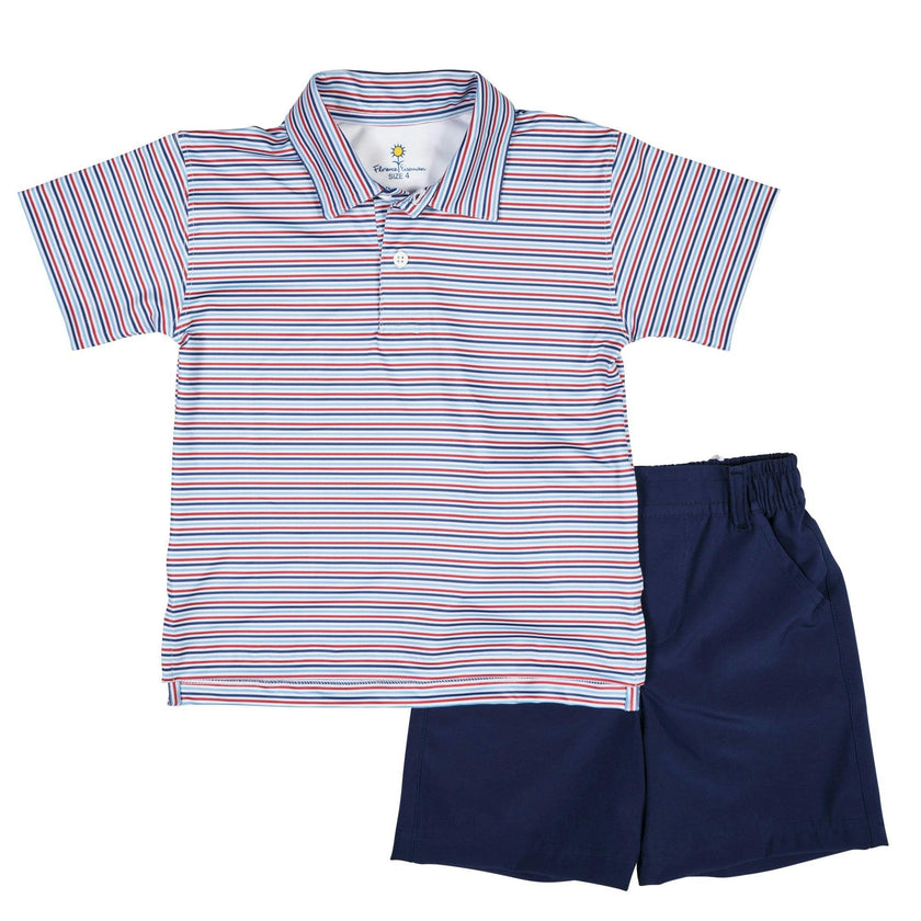Stripe Print Performance Knit Polo