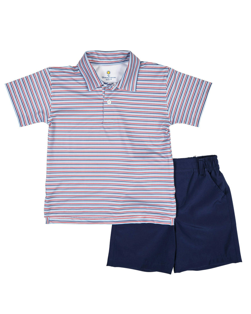 Stripe Print Performance Knit Polo