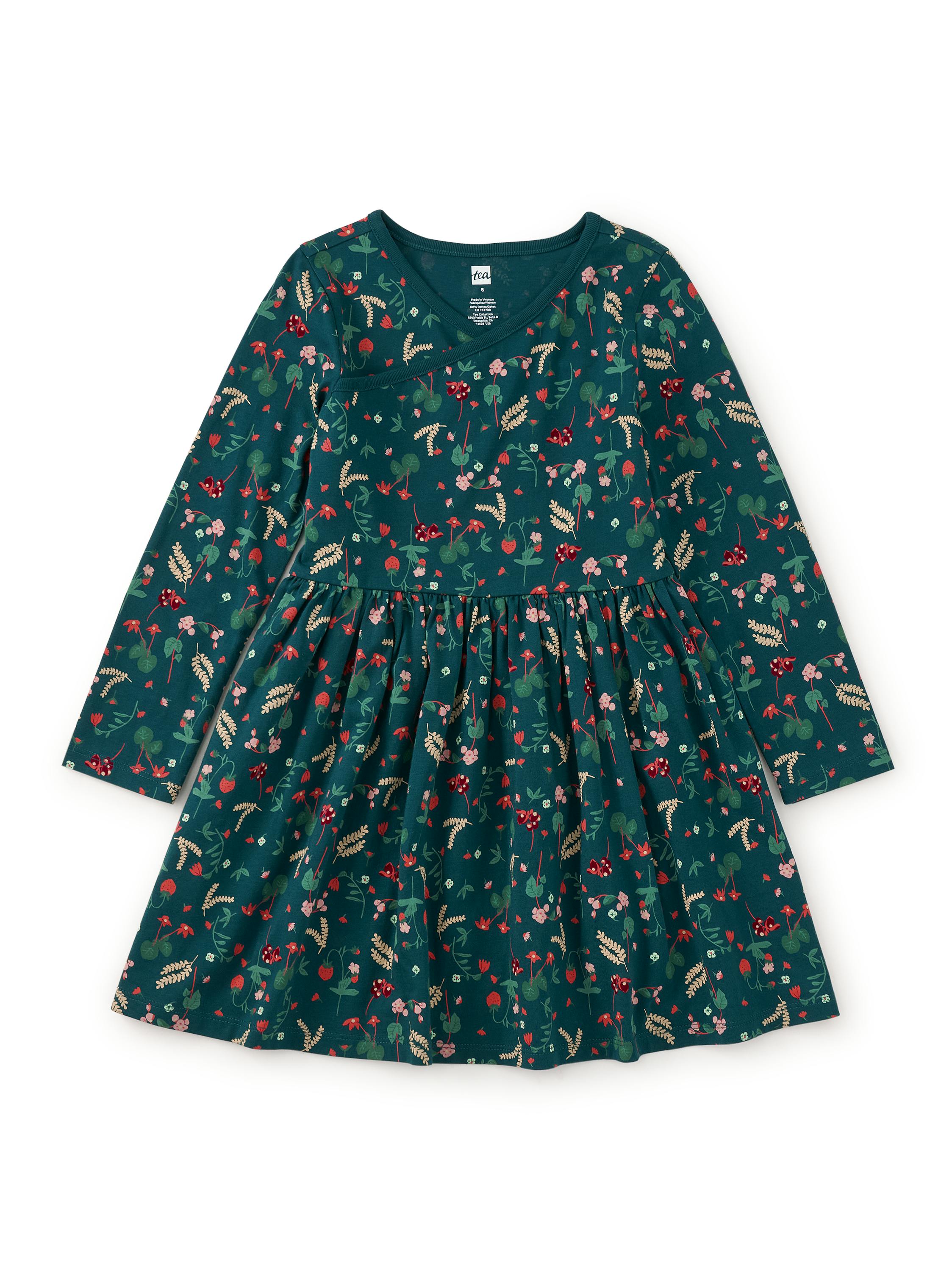 Long Sleeve Wrap Neck Dress, Fresa Floral