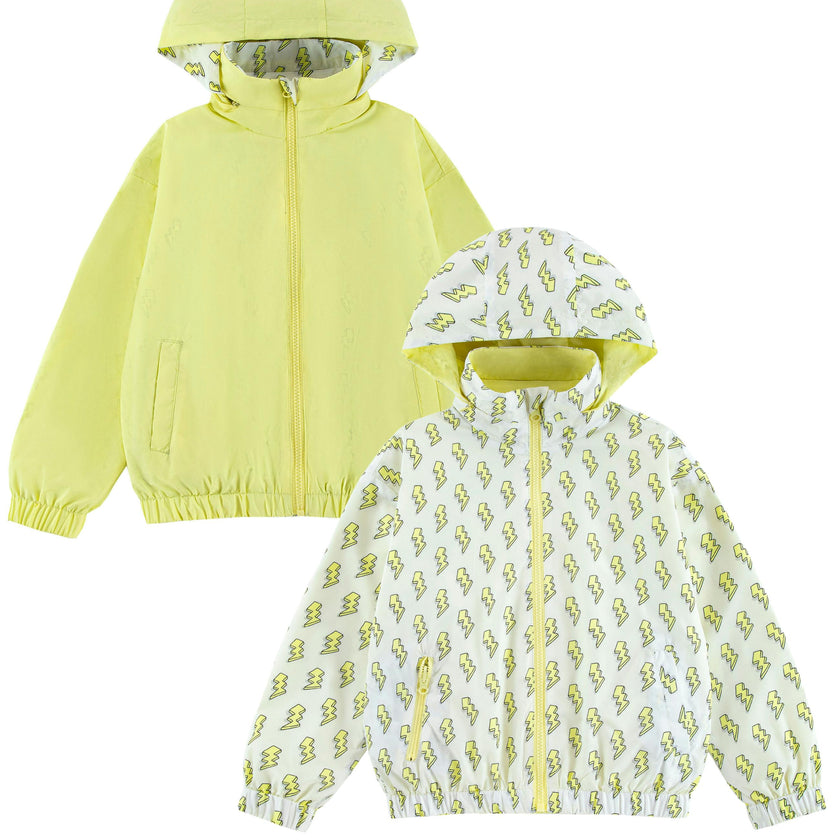 Max Reversible Rain Jacket Windbreaker, Yellow Lightning