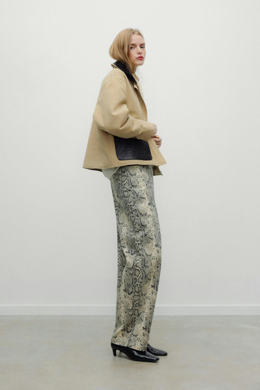TNS Denim Woman Barrel Trouser Snake Print