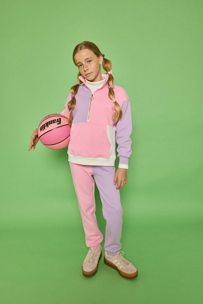 Color Block Pullover - Pink & Lilac